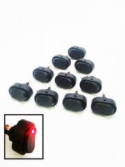10pcs Red LED Light On-Off Rocker Switch For Auto Car Boat RV